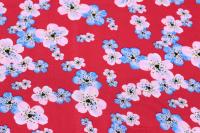 Ткань плательно-блузочная штапель, Maks Style, вискоза 100%, цветочный принт красный, арт. MS-2202 D-LZD621062 C-4