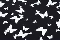 Ткань плательно-блузочная штапель, Maks Style, вискоза 100%, цвет ткани черный, белые бабочки, арт. MS- 1226 D-16 C-2