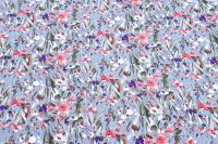 Ткань плательно-блузочная штапель, Maks Style, вискоза 100%, цвет ткани голубой, цветочный принт, арт. MS- 2208 D-11 C-3