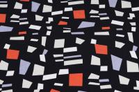 Ткань плательно-блузочная штапель, Maks Style, вискоза 100%, цвет ткани черный, рисунок прямоугольники, арт. MS- 2209 D-4 C-2