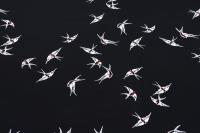 Ткань плательно-блузочная штапель, Maks Style, вискоза 100%, цвет ткани черный, ласточки, арт. MS- 2208 D-3 C-2
