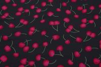 Ткань плательно-блузочная штапель, Maks Style, вискоза 100%, цвет ткани черный, спелая вишня, арт. MS- 2227 D-1