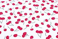 Ткань плательно-блузочная штапель, Maks Style, вискоза 100%, цвет ткани белый, спелая вишня, арт. MS- 2227 D-3