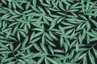 Ткань плательно-блузочная штапель, Maks Style, вискоза 100%, цвет ткани черный, рисунок листья, арт. MS- 2208 D-8 C-2