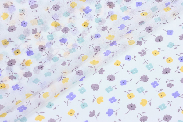 Ткань плательно-блузочная шифон, Maks Style, цветочный принт, арт. MS- 1234 D-8 C-1