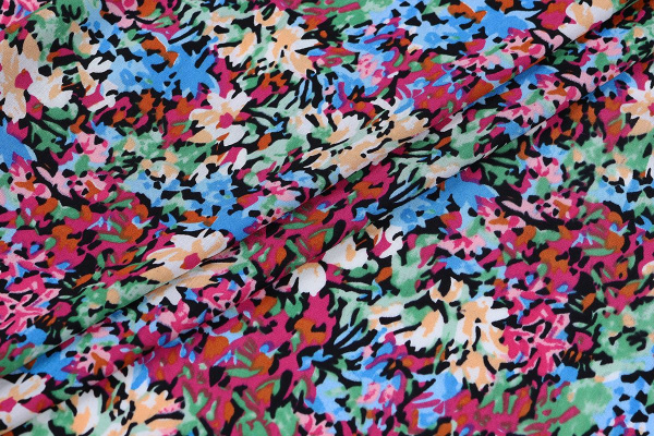 Ткань плательно-блузочная штапель, Maks Style, вискоза 100%, абстракция разноцветная, арт. MS-1237 D-LZD621086 С-2