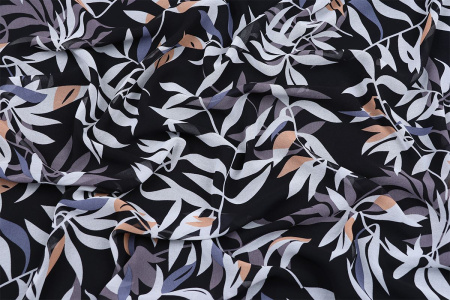 Ткань плательно-блузочная шифон, Maks Style, листья, арт MS- 1235 D-B04H5125 C-1