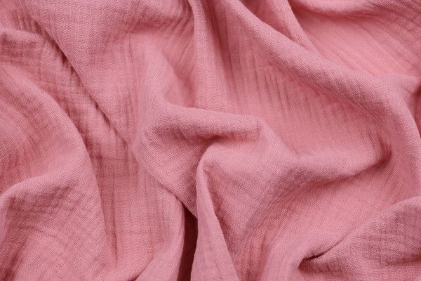 Ткань плательно-блузочная муслин однотонный, Maks Style, хлопок 100%, цвет розовый, арт. 1162 D-7