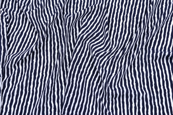 Ткань плательно-блузочная штапель, Maks Style, вискоза 100%, темно-синие белые полоски, арт. MS- 1187 D-35