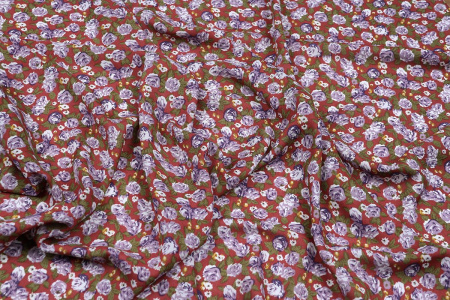 Ткань плательно-блузочная штапель, Maks Style, вискоза 100%, цветочный принт, арт. MS-1180 D-6