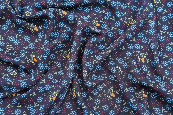Ткань плательно-блузочная шифон, Maks Style, цветочный принт, арт. MS- 1127 D-10 C-2