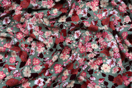 Ткань плательно-блузочная штапель, Maks Style, вискоза 100%, цветочный принт, арт. MS-1180 D-3