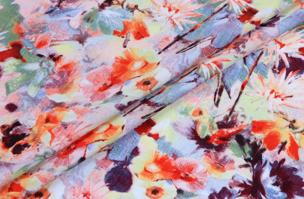 Ткань плательно-блузочная штапель, Maks Style, вискоза 100%, цветочный принт, арт. 3763/18 D-4 C-2