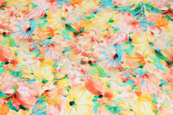 Ткань плательно-блузочная штапель, Maks Style, вискоза 100%, цветочный принт, арт. MS- 2202 D- 1