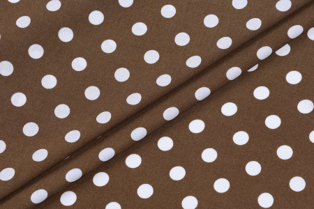 Ткань плательно-блузочная штапель, Maks Style, вискоза 100%, коричневый принт горох, арт. MS- 1146 D-29 С-8