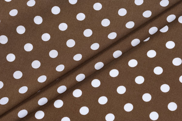 Ткань плательно-блузочная штапель, Maks Style, вискоза 100%, коричневый принт горох, арт. MS- 1146 D-29 С-8