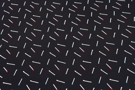 Ткань плательно-блузочная штапель, Maks Style, вискоза 100%, цвет ткани черный, спички, арт. MS- 1146 D-26