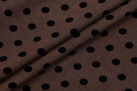 Ткань плательно-блузочная штапель, Maks Style, вискоза 100%, шоколадный принт горох, арт. MS- 1146 D-28 С-3