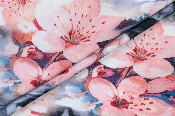 Ткань плательно-блузочная вискоза сатин, Maks Style, вискоза 100%, цветочный принт, арт. D- 60