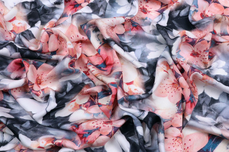 Ткань плательно-блузочная вискоза сатин, Maks Style, вискоза 100%, цветочный принт, арт. D- 60