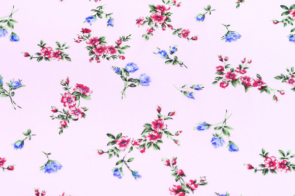 Ткань плательно-блузочная штапель, Maks Style, вискоза 100%, цветочный принт розовый, арт. MS-1120-1 D-20
