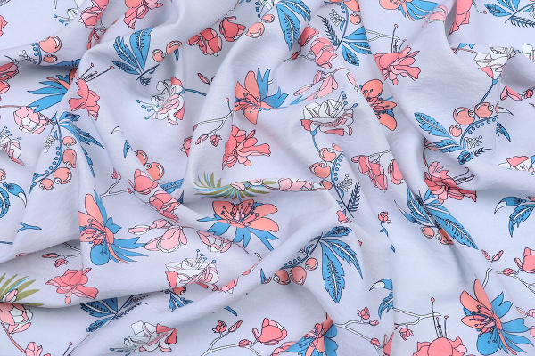 Ткань плательно-блузочная вискоза нейлон, Maks Style, вискоза 80%, нейлон 20%, цветочный принт, арт. MS- 4202 D- 201 С- 2