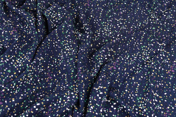 Ткань плательно-блузочная штапель, Maks Style, вискоза 100%, цвет ткани темно-синий, мелкий рисунок, арт. MS- 1226 D-32 C-4