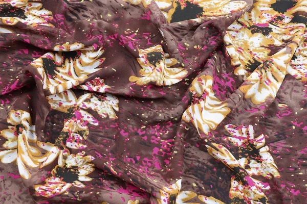 Ткань плательно-блузочная шифон,  Maks Style, цветочный принт, арт. MS- 3270 D-12 С-13