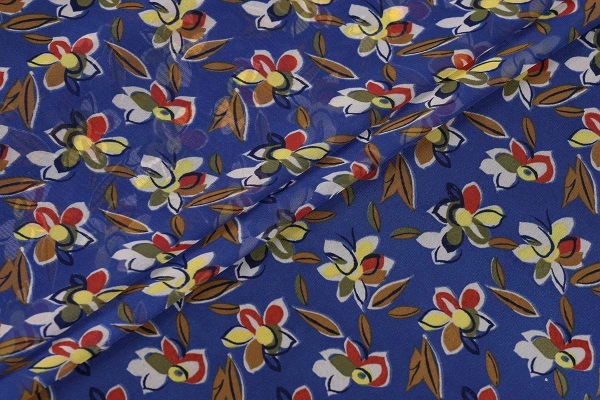 Ткань плательно-блузочная шифон, Maks Style, цветочный принт, арт. SI-3778-18 D- 1013238 C-A