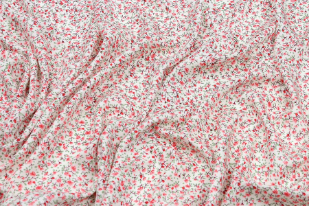 Ткань плательно-блузочная штапель, Maks Style, вискоза 100%, цвет ткани бежевый, цветочный принт, арт. MS- 2201 D-21