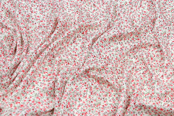 Ткань плательно-блузочная штапель, Maks Style, вискоза 100%, цвет ткани бежевый, цветочный принт, арт. MS- 2201 D-21