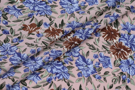 Ткань плательно-блузочная штапель, Maks Style, вискоза 100%, цветочный принт, арт. MS-2201 D-20