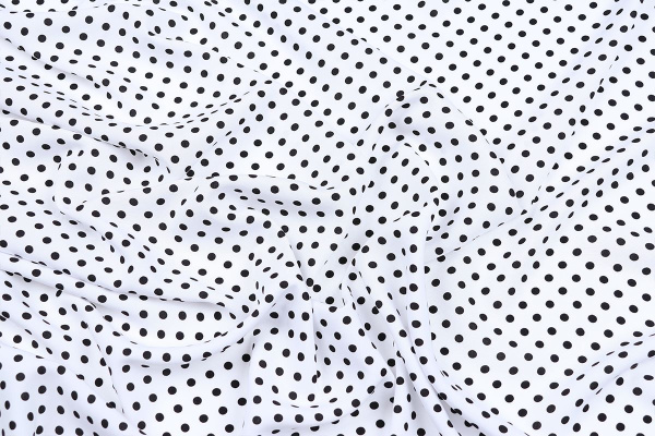 Ткань плательно-блузочная штапель, Maks Style, вискоза 100%, белый принт горох, арт. MS- 1146 D-30 С-2