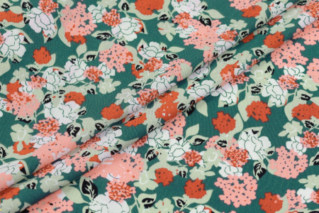 Ткань плательно-блузочная штапель, Maks Style, вискоза 100%, цветочный принт зеленый, арт. MS-1237 D-LZD621077 С-3