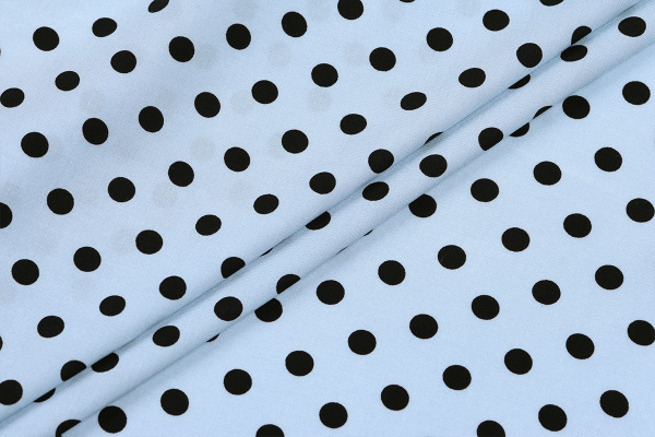 Ткань плательно-блузочная штапель, Maks Style, вискоза 100%, голубой принт горох, арт. MS- 1146 D-28 С-5