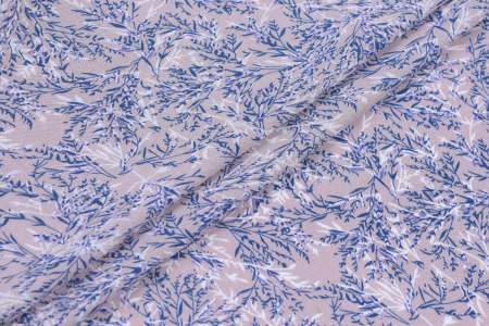 Ткань плательно-блузочная штапель, Maks Style, вискоза 100%, растительный принт сиреневый, арт. MS-1237 D-LZD621060 C-3