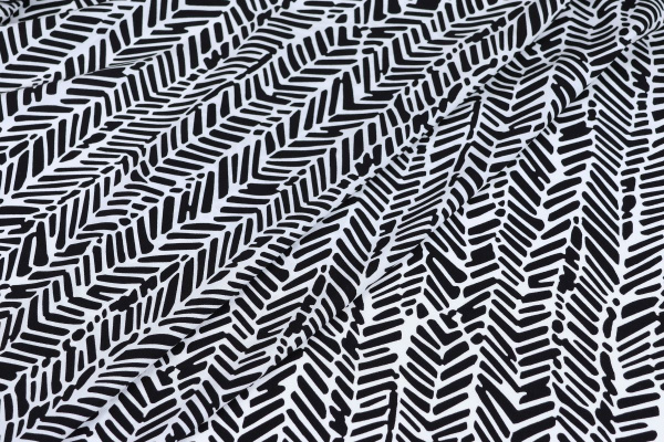 Ткань плательно-блузочная штапель, Maks Style, вискоза 100%, абстракция черно-белая, арт. MS- 1226 D- 15 C- 2