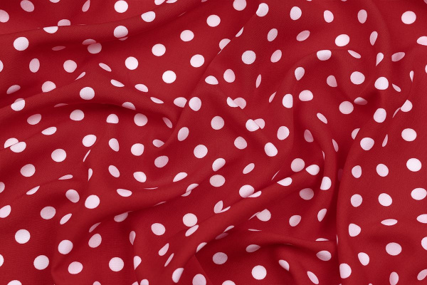 Ткань плательно-блузочная штапель, Maks Style, вискоза 100%, красный принт горох, арт. MS- 1146 D-29 С-6