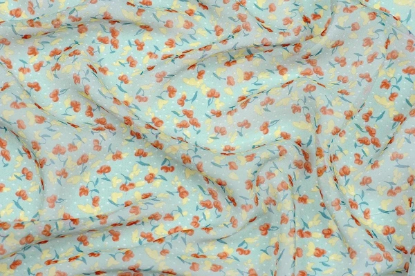 Ткань плательно-блузочная шифон, Maks Style, цветочный принт, арт.SI- 2493-16 D-26 C-3