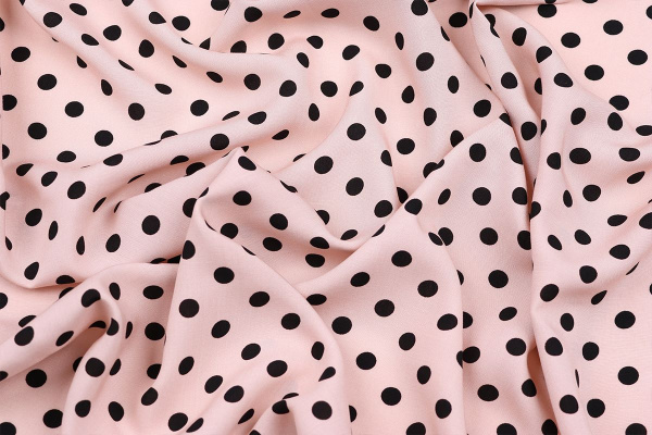 Ткань плательно-блузочная штапель, Maks Style, вискоза 100%, персиковый принт горох, арт. MS- 1146 D-28 С-9