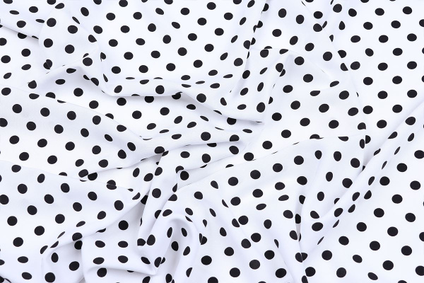 Ткань плательно-блузочная штапель, Maks Style, вискоза 100%, белый принт горох, арт. MS- 1146 D-29 С-2