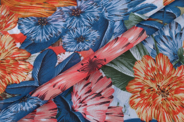 Ткань плательно-блузочная шифон, Maks Style, цветочный принт, арт. C20013A D1016513 C-D