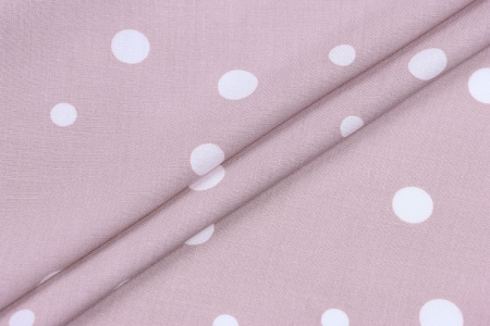 Ткань плательно-блузочная штапель, Maks Style, вискоза 100%, розовый принт горох, арт. MS- 1146 D-31 C-5