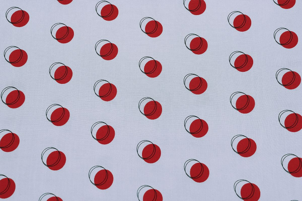 Ткань плательно-блузочная штапель, Maks Style, вискоза 100%, сиреневый принт горох красный, арт. 4203 D-2028 С-4