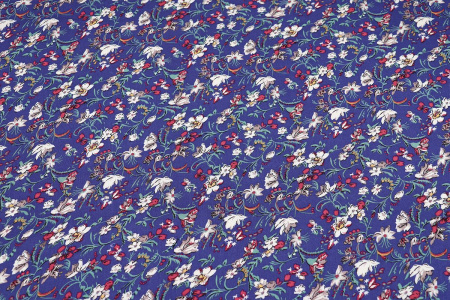 Ткань плательно-блузочная штапель, Maks Style, вискоза 100%, цветочный принт синий, арт. MS-1197 D-31