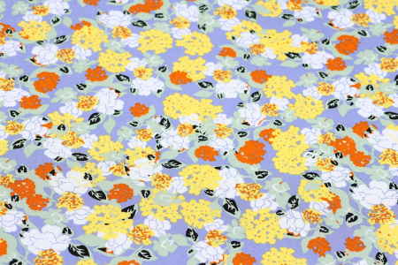 Ткань плательно-блузочная штапель, Maks Style, вискоза 100%, цветочный принт голубой, арт. MS-1237 D-LZD621077 С-2