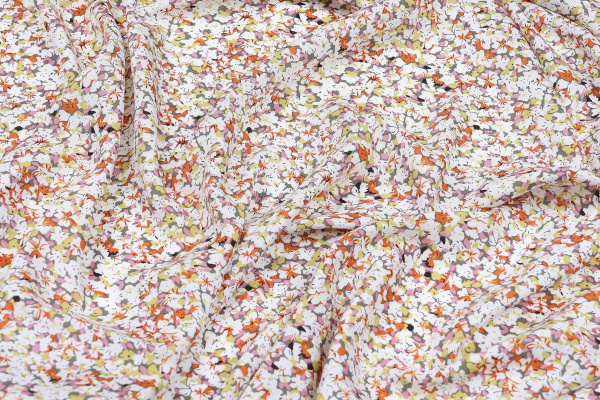 Ткань плательно-блузочная штапель, Maks Style, вискоза 100%, цветочный принт оливковый, арт. MS- 2201 D-25