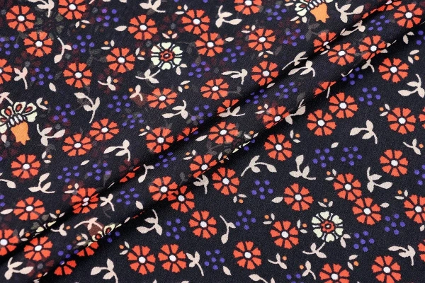 Ткань плательно-блузочная шифон, Maks Style, цветочный принт, арт. MS- 1127 D-10 C-3