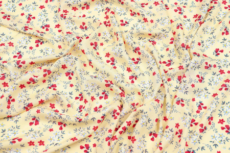 Ткань плательно-блузочная штапель, Maks Style, вискоза 100%, цветочный принт желтый, арт. MS-1120-1 D-17