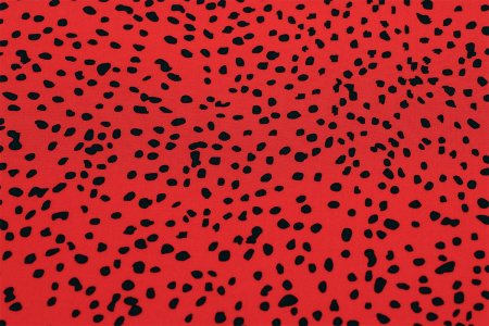 Ткань плательно-блузочная штапель, Maks Style, вискоза 100%, цвет ткани красный, черные камушки, арт. MS- 2208 D-4 C-3